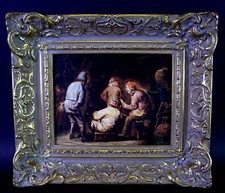 - Quadro di genere - NELLA STANZA - in cornice decorativa oro antico - dipinto ad olio
