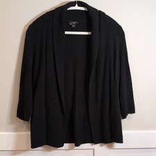 Ann Taylor Black Open Front Knit Cardigan Mer...