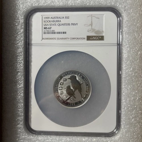 1999 Kookaburra Us 5 State Privy 2 Ounce NGC MS 67 Rarity