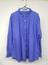 Chaps Mens Long Sleeve Button Down Dress Shirt 18 34 35 Blue Classic Fit Oxford