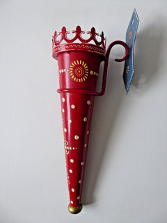 Vintage candle holder painted metal wall mounted candle sconce hand crafted