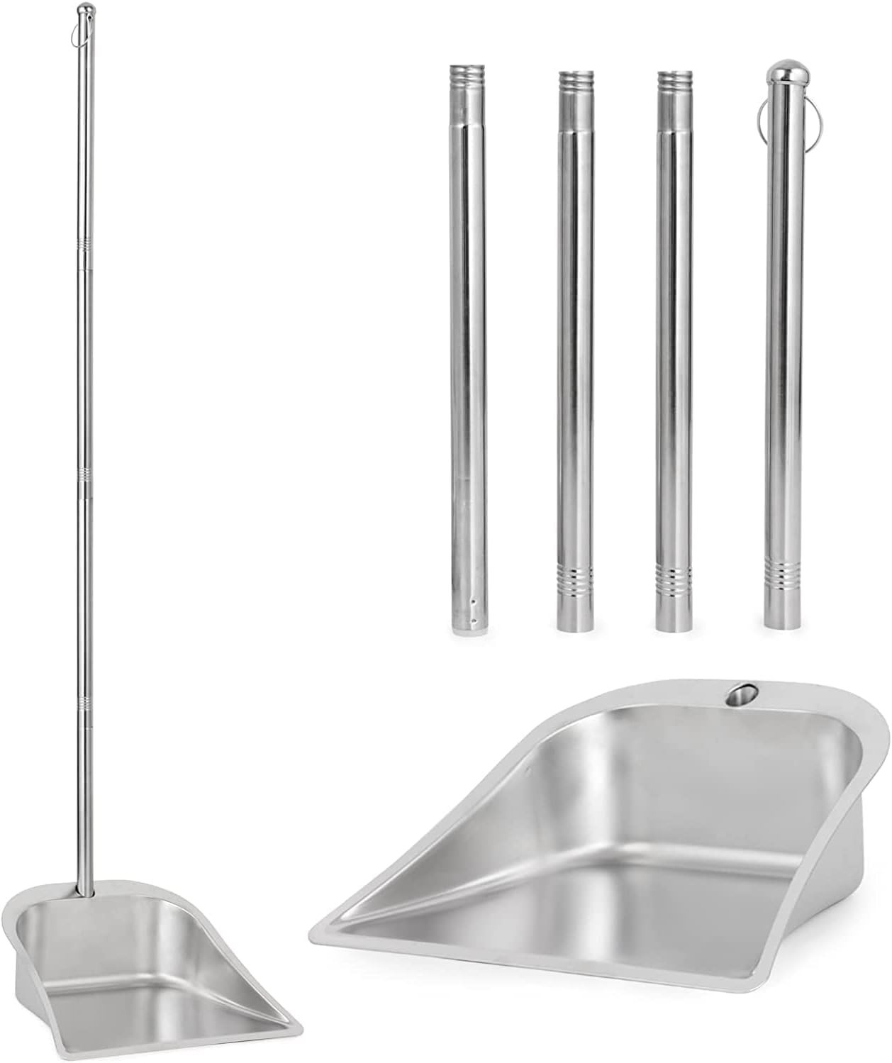 Heavy Duty Dustpan with Long Handle 43 Stainless Steel Dust Pan Standing Upri