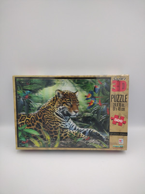 MB Super 3D Leopard Puzzle Lazy Amazon Afternoon 500 Pc 24'' x 18'' NEW Sealed Box