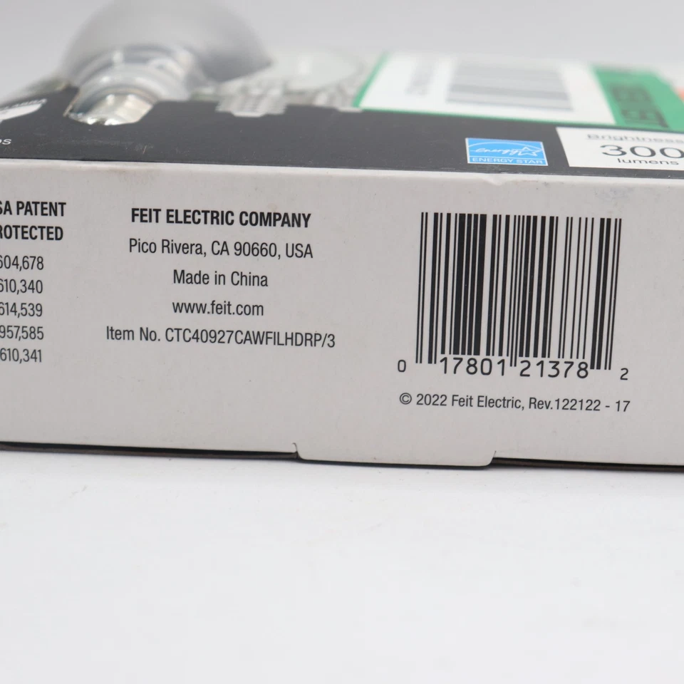 (3-Pk) Feit Electric B10 E12 Candelabra Dim White Filament Clear Glass - Image 2 of 4