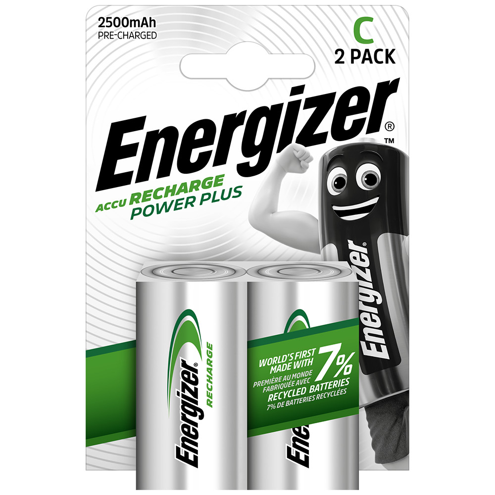 Energizer C Size Rechargeable Batteries 2500 mAh NiMH LR14 HR14 DC1400 2 Pack - Image 2