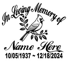 In Loving Memory Cardinal Bird Branch Angel Decal Personalize Car Vinyl Sticker