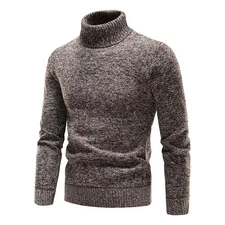 New Men’s Winter Slim Fit Turtleneck Knitted Sweater Thick Warm Casual Pullover