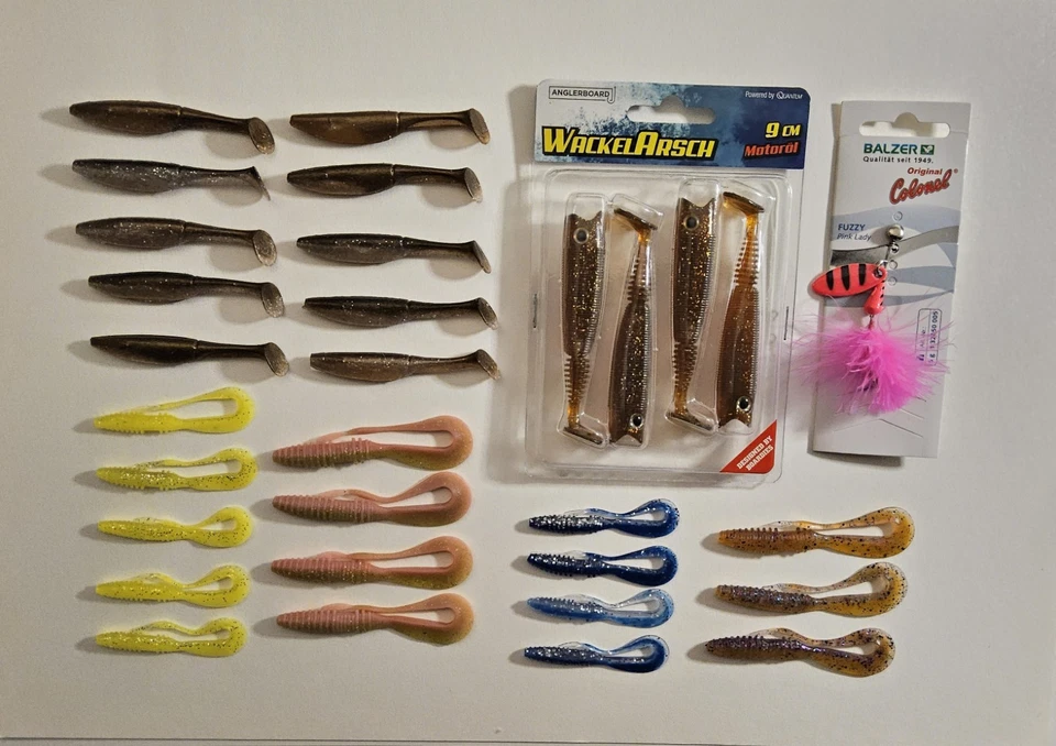 30 Gummifische Konvolut Barsch Angeln Twister Spinner Spinnfischen Döbel Forelle - Bild 2 von 4