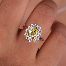 2.75 Ct Natural Sapphire & Diamond Engagement Proposal Ring 18K Real Yellow Gold