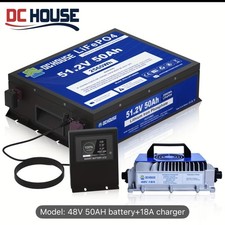 48V 50Ah Golf Cart LiFePO4 Lithium Battery with 18A Charger for EZGo, Club Car.