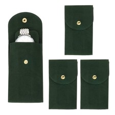 Velvet Watch Pouch, 4 Pack Velvet Watch Pouches with Snap Button Deep Green 