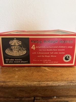 Red Raven Magic Mirror Movie Carousel Tin Toy Original Box Records