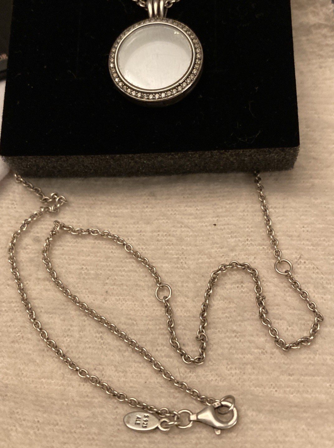 Solid Silver Pandora Pave Set Locket with Floatin… - image 5