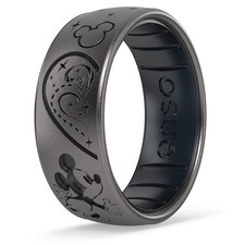 Enso Rings Etched Disney 14, Mickey Inseparable - Platinum/Black Pearl