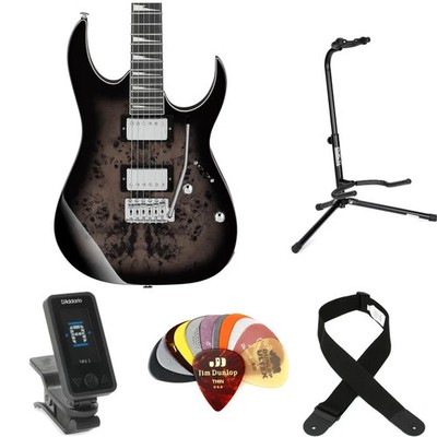 Ibanez GIO GRG220PA1 Electric Guitar Essentials Bundle - Brown Black Burst