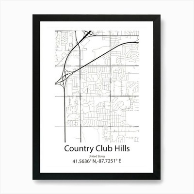 Country Club Estates,United States  Framed Wall Art Poster Canvas Print Picture