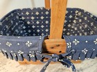 1990 Longaberger Basket Handle Blue/White Liner & Insert 11 x 8 x 5.5 Signed — photo 5