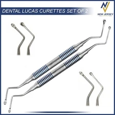 Dental Lucas Curettes Set of 2 Surgical Bone Curettes Serrated Stainless Steel