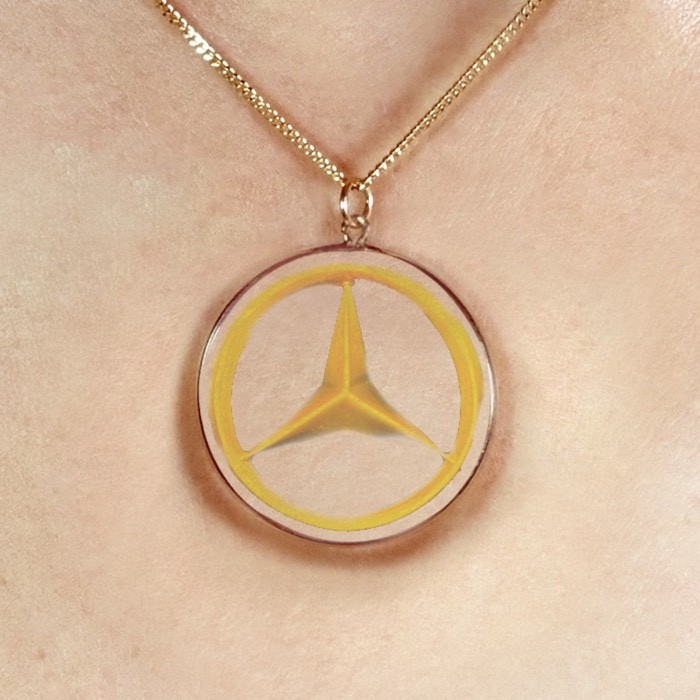 9ct Gold Hologram Pendant - Mercedes (Medium) + 20"" Chain