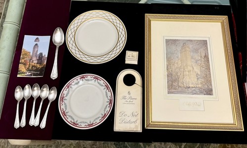 The Pierre Hotel New York City NYC, Vintage collection : Plates, spoons, menu ++