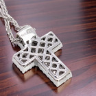 ESTATE SOLID 18K WHITE GOLD DIAMOND CROSS PENDANT 14K 18" NECKLACE #7837 — photo 7