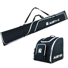 Padded Ski and Boots Bag Combo for Air Travel Flying, Skis Bags Black Style a