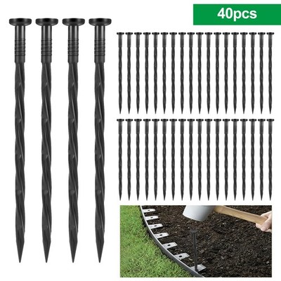 40PCS Landscape Edging Spikes 7.9in Heavy Duty Garden Stakes Spiral Weed Barrier