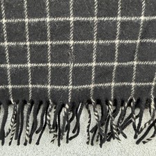 Polo Ralph Lauren Scarf Mens Black Windowpane Plaid Lambswool Made in Scotland