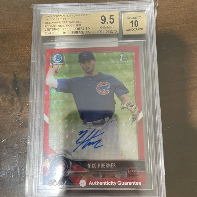BGS 9,5/10 NICO HOERNER AUTO 2018 BOWMAN CHROME RED WAVE REFRACTOR #/5 GEM MINT+