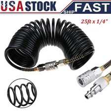 25ft 14 Recoil Air Hose Re Coil Spring Ends Pneumatic Compressor Tools 200psi