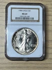 1988 $1 American Silver Eagle NGC MS69 Brown Label - Slight Edge Toning
