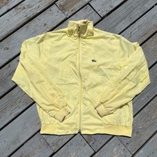VINTAGE 80s IZOD LACOSTE EMBROIDERED GATOR FULL ZIP WINDBREAKER JACKET YELLOW