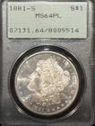 1881-S MORGAN DOLLAR PCGS MS64 PL RATTLER OGH! PQ!