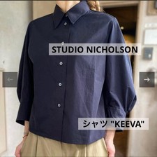 STUDIO NICHOLSON KEEVA Dark Navy Volume Sleeve Shirt Size 1