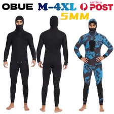 OBUE Mens 5MM Wetsuit Scuba Hooded Neoprene Warm Spearfishing Surfing Snorkeling