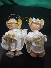 Vintage Lot Of 2 Rebi Procel Angel Ornaments With Stickers On Them
