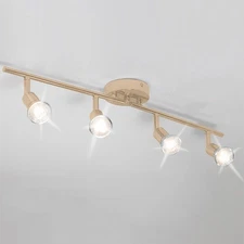 Modern 4-Light Track Lighting Kit, Flush Mount Gold Finish Ceiling Spot Light...