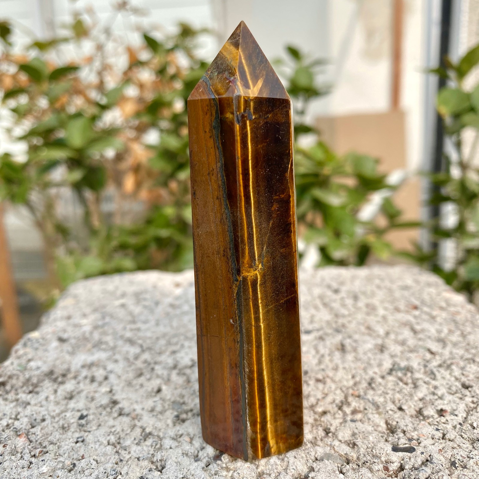 103G  Rare Golden Tiger Eye Stone Obelisk Pillar Healing