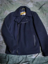 Schott One Star American Rag Cie Pea Coat Leather Collar Used