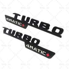 FOR AMG TURBO 4MATIC+ Plus Fender Emblem Badge Black E53 CLS53 GLE53 GT53 -2pcs