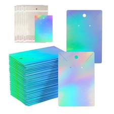 300pcs Holographic Earring Card Holder Paper Tags for 150 cards  150 bags