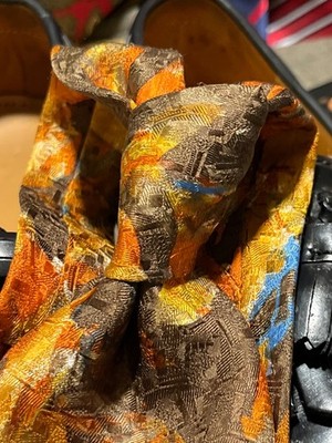 NEW ERMENEGILDO ZEGNA GOLD BROWN SILVER BABY BLUE MENS ART NOUVEAU SILK NECK TIE