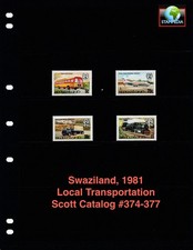 $2.25 Scott Value - 1981 SWAZILAND Transportation Buses Airplanes CV MNH NH UM