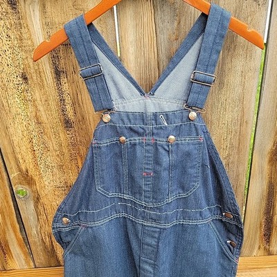 VTG Montgomery Ward Overalls Mens XL Blue Denim Workwear Carpenter