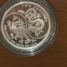 2018 UK Royal Mint £2 Two Dragons 1oZ Silver PROOF with COA and RM luxury box