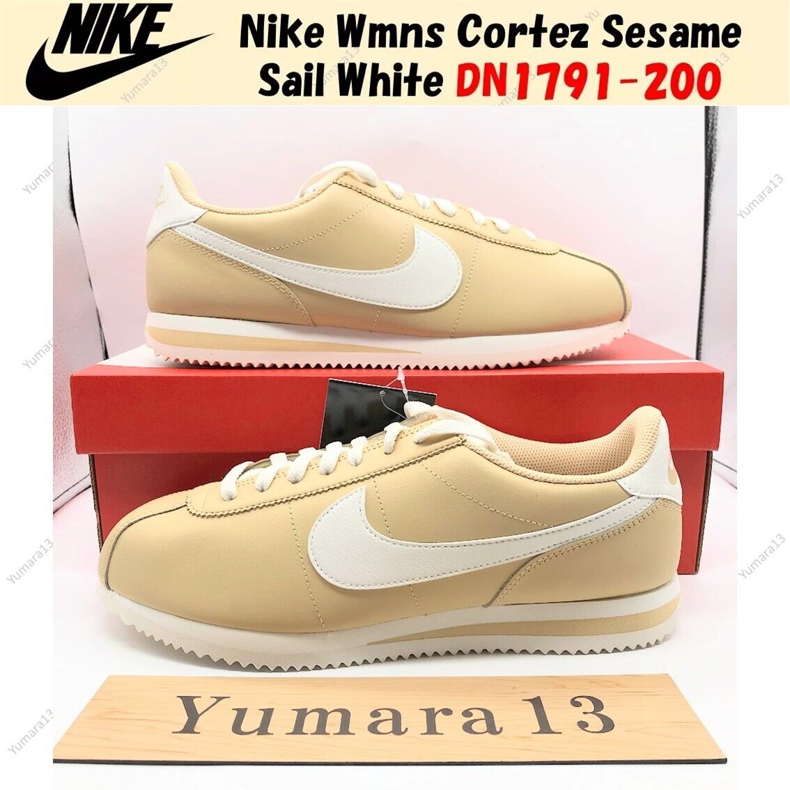 Nike Wmns Cortez Sesame Sail White DN1791-200 Women's Size Nike Wmns Cortez Sesame Sail White DN1791-200 Women's Size
