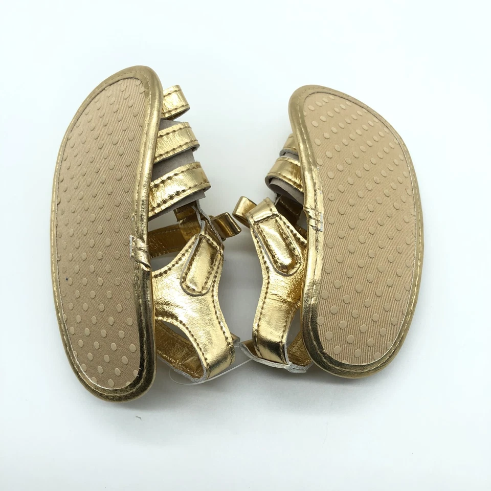 Сандалии рыбака для маленьких девочек искусственная кожа крючок и петля с открытым носком золотистые размер 3 - Изображение 4 из 4