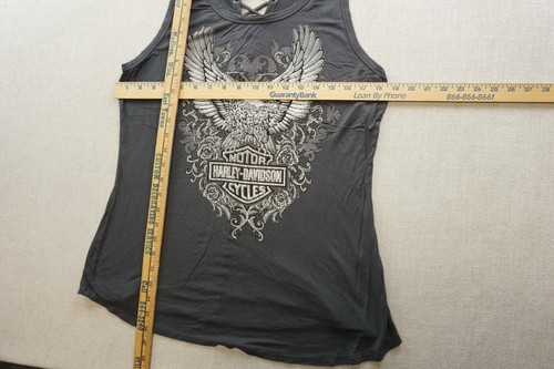 Harley Davidson Tank Top Lace Size Xl Gray Sleeveless - Picture 4 of 9