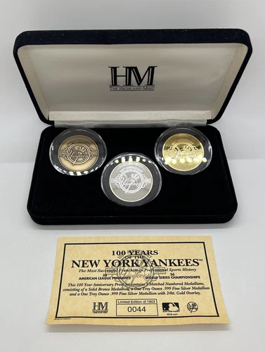 100 Years Of The New York Yankees 3pc Medallion Proof Set Limited Edition /1903