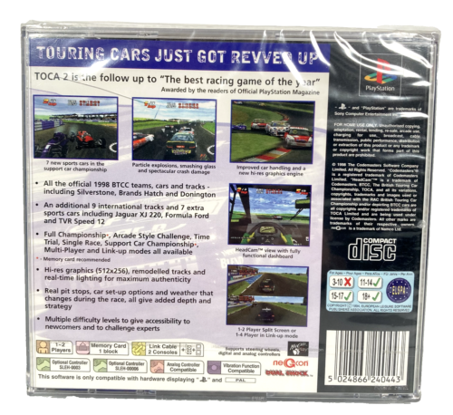 NEW TOCA 2 Touring Cars Sony PlayStation 1 PS1 (1998) PAL New & Factory Sealed - Picture 4 of 12